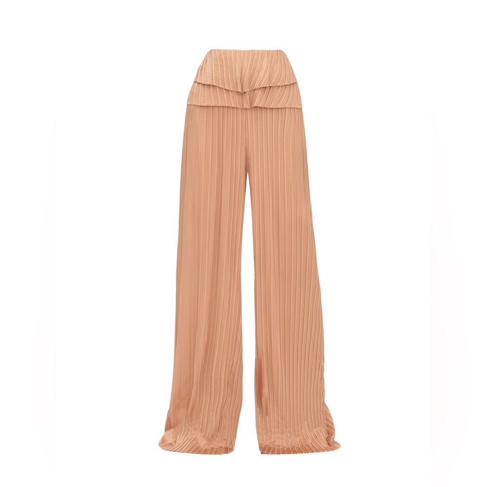 Andrea Iyamah LINEA TOFFEE PLEATED PANTS